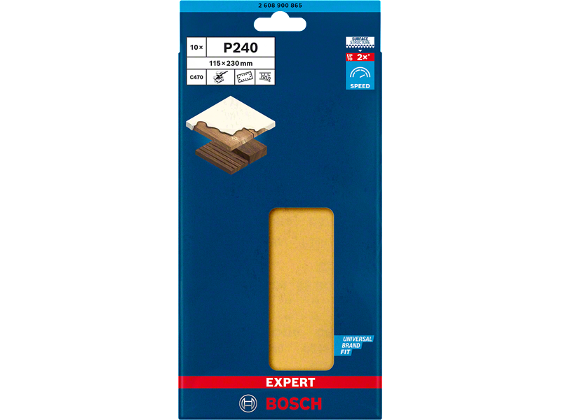 EXPERT C470 brusni papir s 14 luknjami za ekscentrične brusilnike, Dimenzije: 115x230mm, Zrnatost: 240, 2608900865